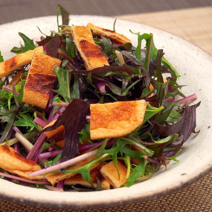 簡単節約！紫水菜と薄揚げのパリパリサラダ